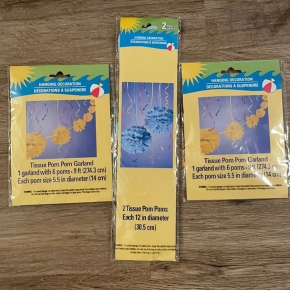 3 new packs of Pom Pom party decorations - Picture 1 of 8